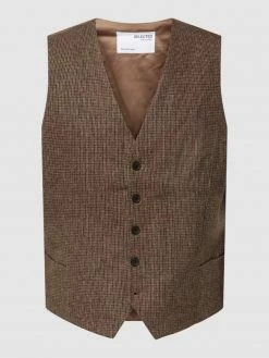 Am billigsten ? Selected Homme Weste Mit Allover-Muster Und Woll-Anteil Modell 'ADRIAN' - Mittelbraun ?