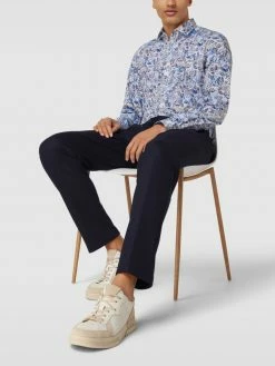 Budget ? Windsor Hose In Unifarbenem Design Modell 'Floro' - Marineblau ?