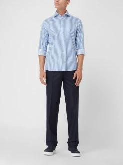 Billig ? Hiltl Anzughose Aus Schurwolle Modell 'Milano' - Marineblau Meliert ❤️